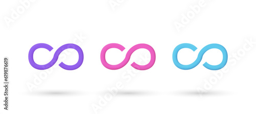 3d editable illustration infinity icon purple, pink and blue, 3d, vector, suitable for web illustrations, hero pages, landing pages.