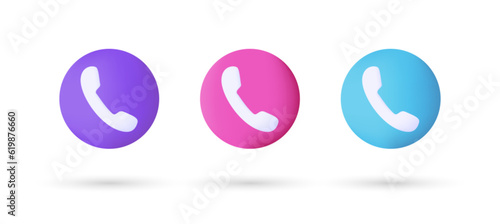 3d editable illustration phone call icon purple, pink and blue, 3d, vector, suitable for web illustrations, hero pages, landing pages. Support, customer service, help, communication concept.