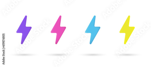 3d editable illustration thunder bolt icon vector purple, pink and blue, 3d, vector, suitable for web illustrations, hero pages, landing pages.