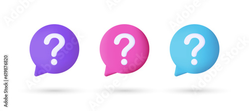 3d editable illustration bubble chat icon question mark purple, pink and blue, 3d, vector, chat, question, suitable for web illustrations, hero pages, landing pages.