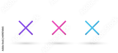 3d editable illustration cancel purple, pink and blue, 3d, vector, suitable for web illustrations, hero pages, landing pages. Close Icon.