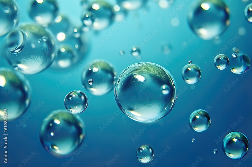 Bubbles in dresh water,  abstract background