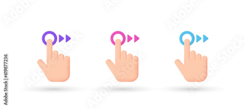 3d editable illustration swipe right icon purple, pink and blue, 3d, vector, suitable for web illustrations, hero pages, landing pages. 3d slide to left icon, touch screen gestures icon.