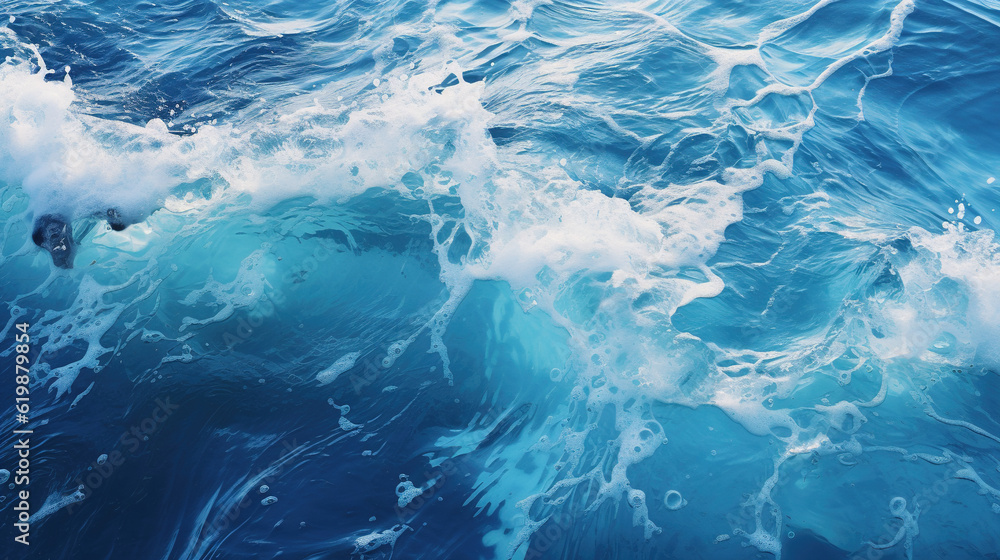 Blue water wave texture background, created with Generative AI
