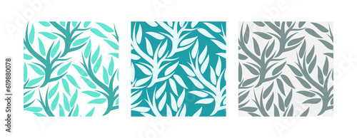 leafy tree shape illustration seamless pattern combination, art background vector