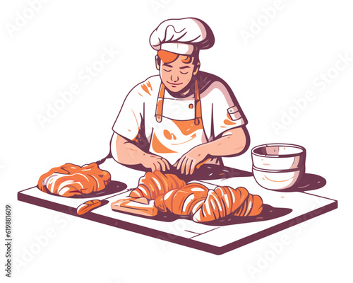 Chef apron in commercial kitchen preparing bread