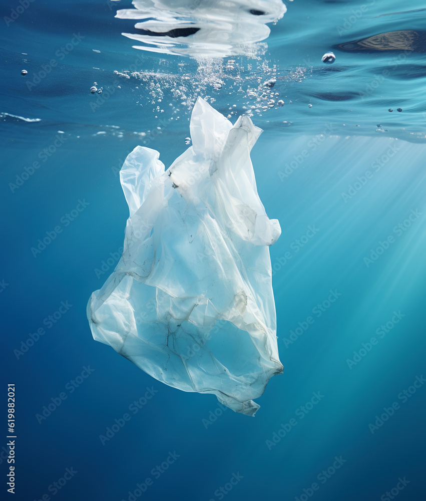 Fototapeta premium Plastic garbage pollution under water.