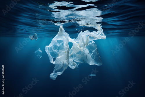 Plastic garbage pollution under water. © Boadicea