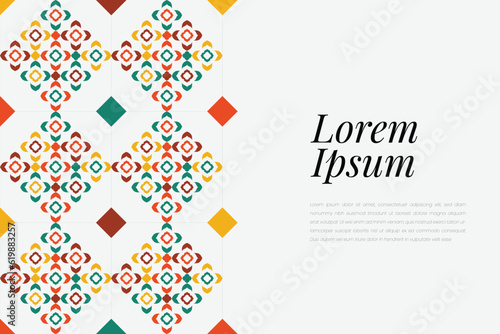 Islamic Decorative background in Arabic colorful. Simple geometric mosaic with colorful Islamic ornamental details.