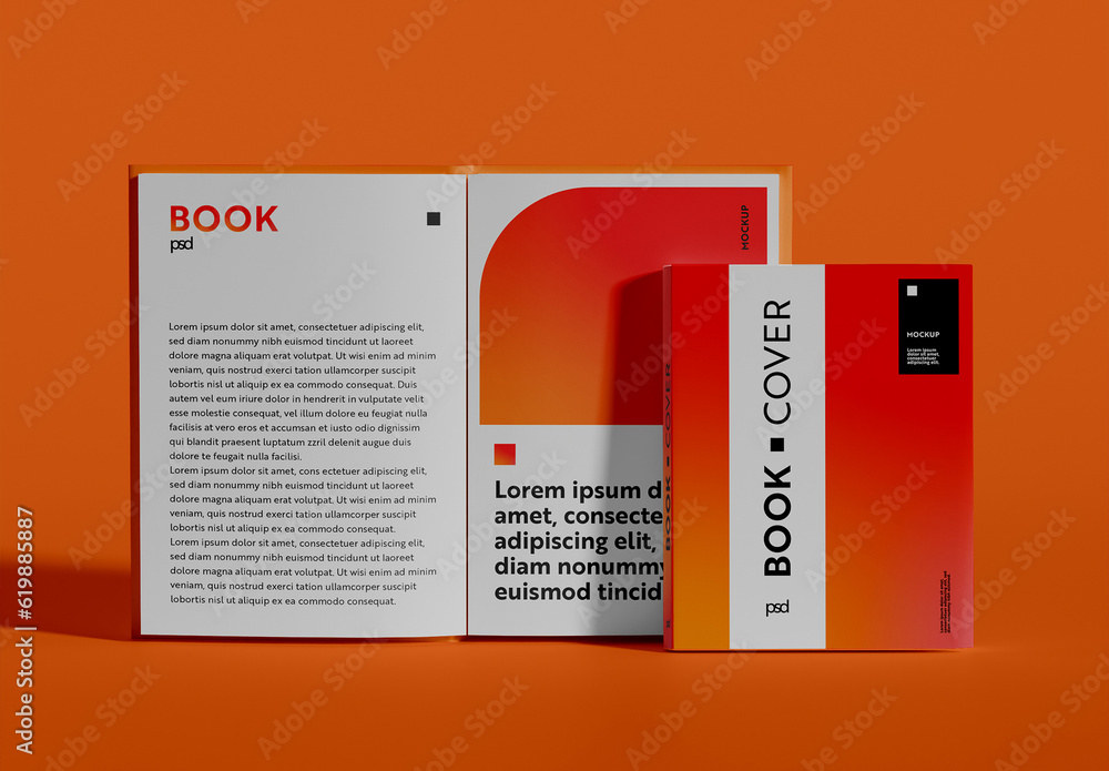 Front View of Open and Cover Book Mockup Stock Template | Adobe Stock
