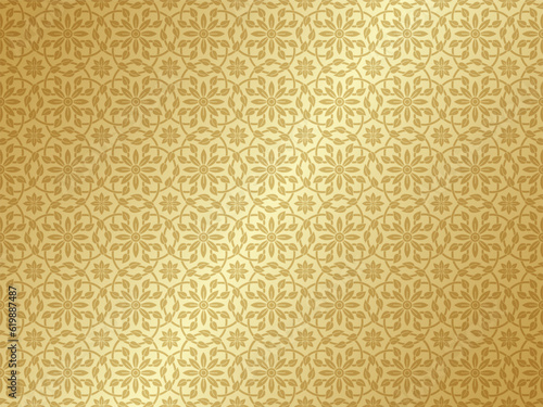 Thai art and asian style luxury pattern banner gold background