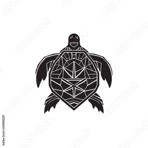 Vector silhouette of a turtle isolated. 2d vector 
 flat illustration in doodle cartoon sstyle. Logo, icon style. Black and white photo