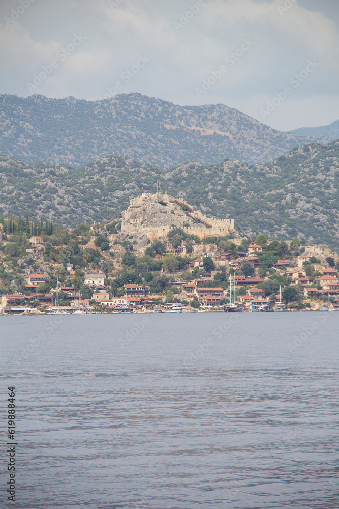 Beautiful view of the coast of the resort town of Kale, Trkiye