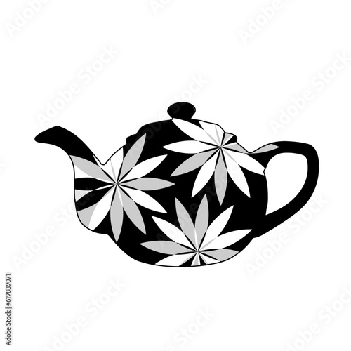 Stylized illustration of a teapot with flowers