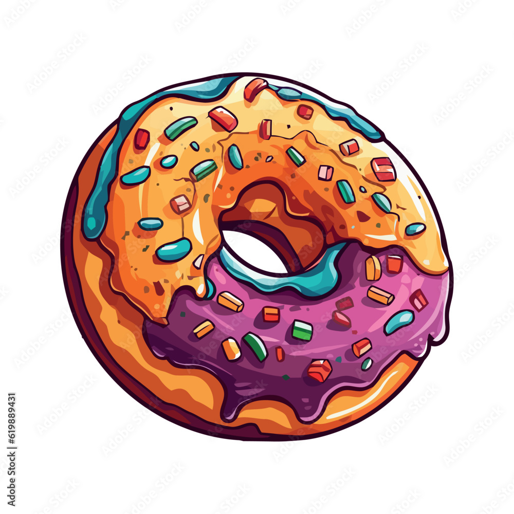 Sweet donut with chocolate icing and cream Sweet donut with chocolate icing and cream