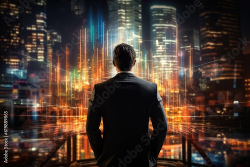 Wallpaper Mural Big data information structure on screen. Businessman research and analysis financial report. Generative AI Torontodigital.ca