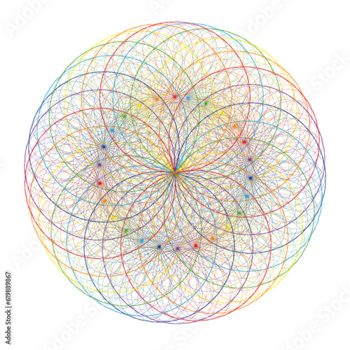 Geometric jumble of rainbow colours