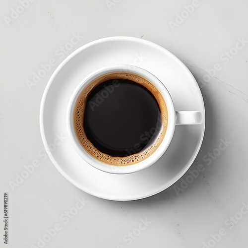 white cup and saucer with freshly brewed strong black esp
