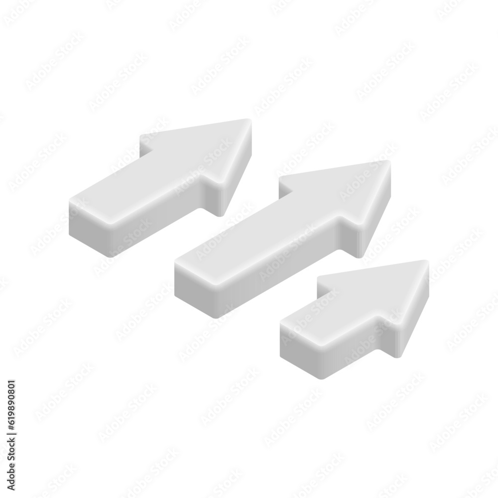 3D graph arrows icon. Vector isometric data visualization element. 3 arrows isolated on white background. 3D marketing design element, Business, financial infographics chart for app, web, presentation 3D graph arrows icon. Vector isometric data visualization element. 3 arrows isolated on white background. 3D marketing design element, Business, financial infographics chart for app, web, presentation