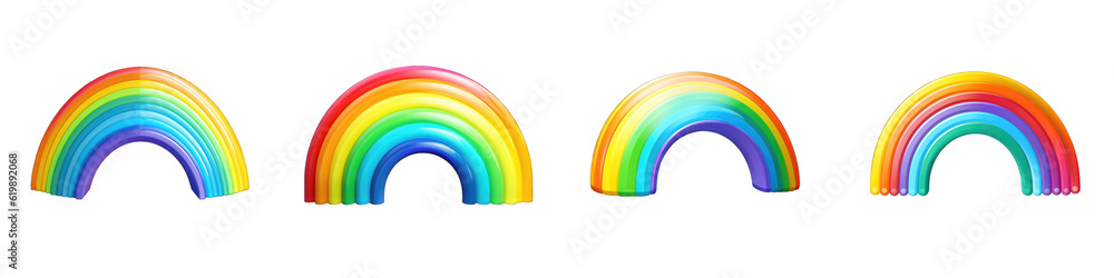 Fototapeta premium Rainbow clipart collection, vector, icons isolated on transparent background