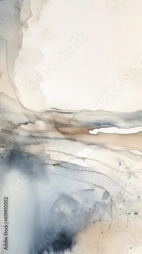 Abstract Watercolor beige and blue watery brush stroke abstraction, ai © Case