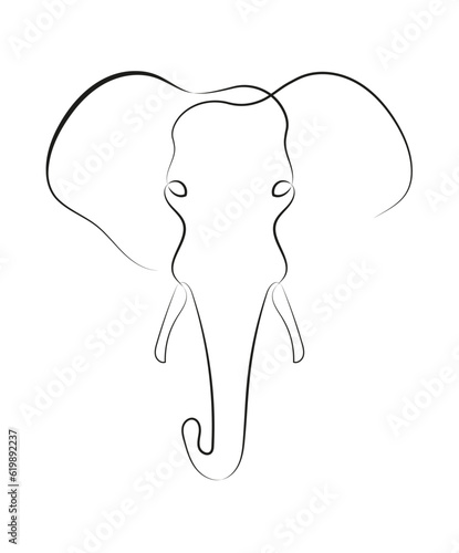 Elephant One Line Art, Elephant  One Line Drawing photo