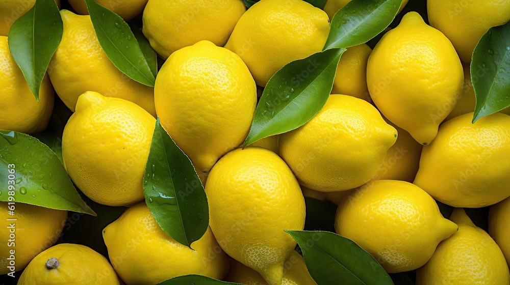 Fresh lemons background Generative AI