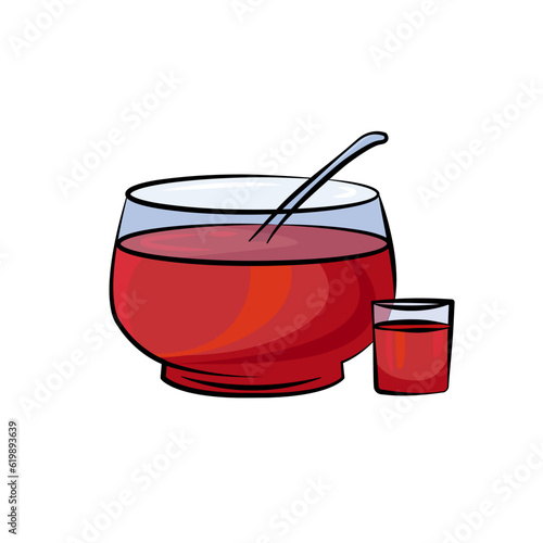 Christmas mulled wine with spices, orange, anise and cinnamon sticks, traditional christmas drink. Vector illustration