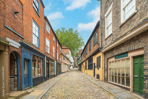 Elm Hill in the East Anglia city of Norwich in England photo