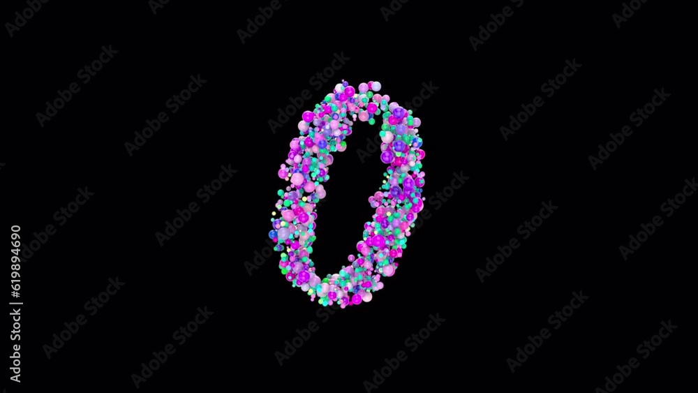 Colorfull Balls Reveal a Digit in Bold Script Brush Lettering, 4k Transparent Video Made for Learning Counting and Digits Colorfull Balls Reveal a Digit in Bold Script Brush Lettering, 4k Transparent Video Made for Learning Counting and Digits