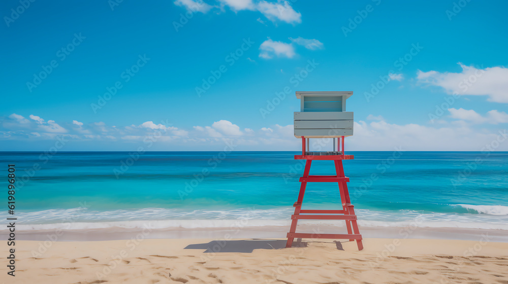 Rettungsschwimmerstand am Strand, Generative AI Rettungsschwimmerstand am Strand, Generative AI