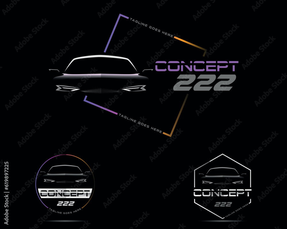 Concept Car Logo 222 with colourful details in layout variations Concept Car Logo 222 with colourful details in layout variations
