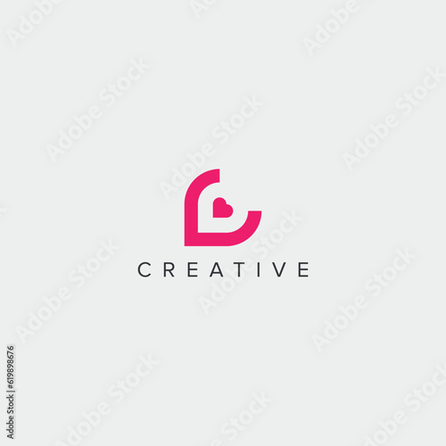 Abstract letter C heart logo template.