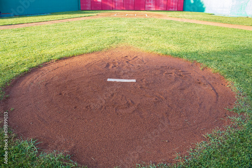 pitcher mound at baseball field photo