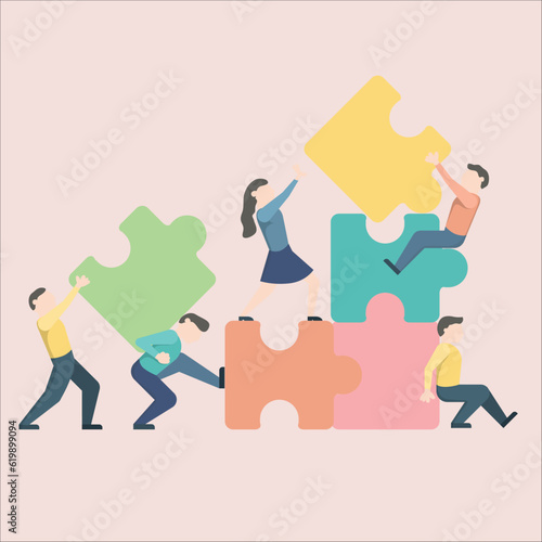 Team works, team direction, leadership to guide team to success, boost team productivity or innovation to succeed, business people riding rocket, leader pointing direction.