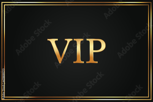 Vector Vip Background. Black card with a slight gradient framed by a gold border. Glow and shimmering gold color. Premium luxury design. Club member card, web site decoration and other