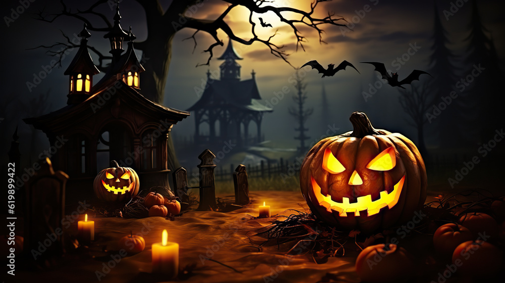 Festive Halloween Poster Vibrant Celebration Background for Greeting Cards, Banners, and More. created with Generative AI Festive Halloween Poster Vibrant Celebration Background for Greeting Cards, Banners, and More. created with Generative AI