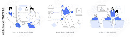 Workplace health abstract concept vector illustrations.