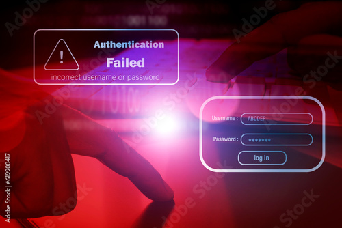 Authentication Failed , username or password incorrect alert , access denied