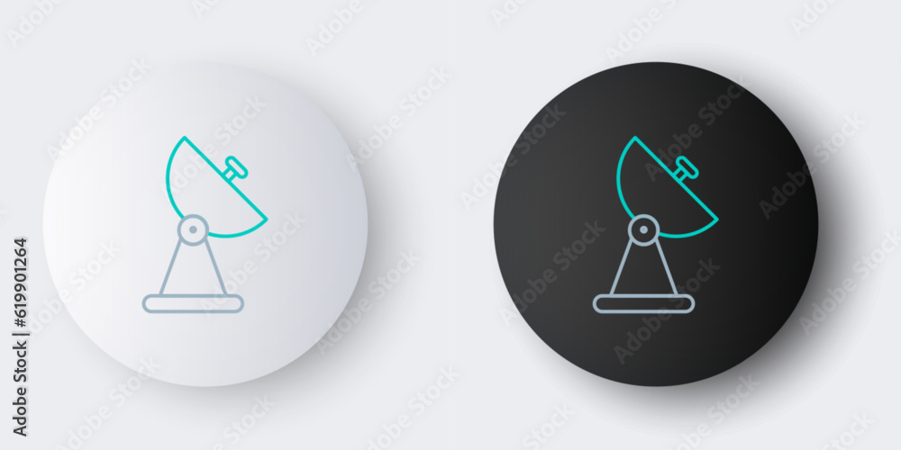 Line Radar icon isolated on grey background. Search system. Satellite sign. Colorful outline concept. Vector Line Radar icon isolated on grey background. Search system. Satellite sign. Colorful outline concept. Vector