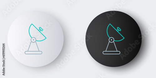 Line Radar icon isolated on grey background. Search system. Satellite sign. Colorful outline concept. Vector