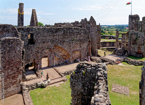 Raglan Castle in Summer, Raglan, Monmouthshire, South Wales, UK photo