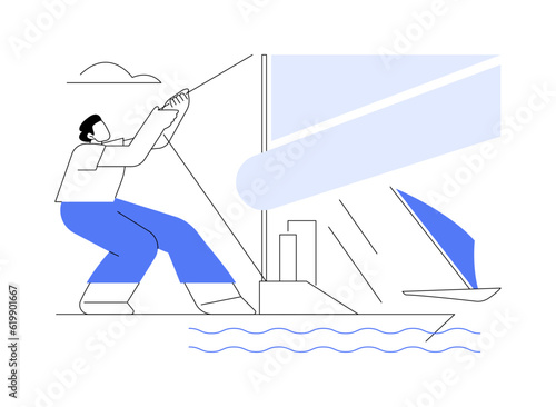 Setting a sail abstract concept vector illustration.