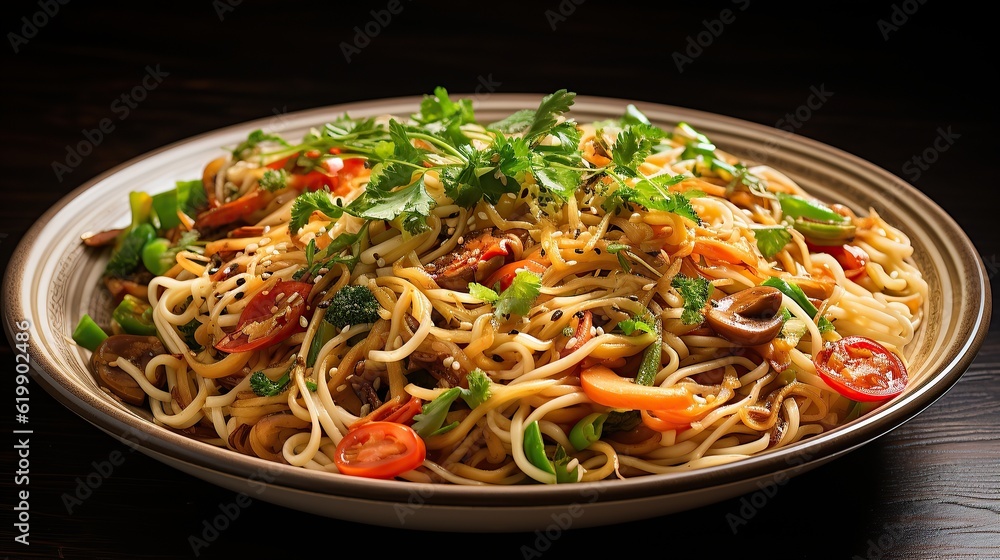 Stir fry noodles with vegetables Generative AI