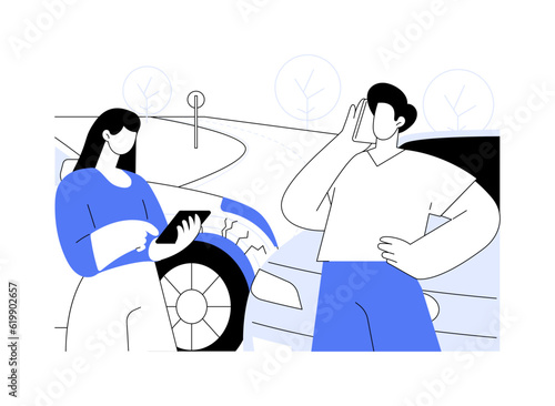 Car accident abstract concept vector illustration.