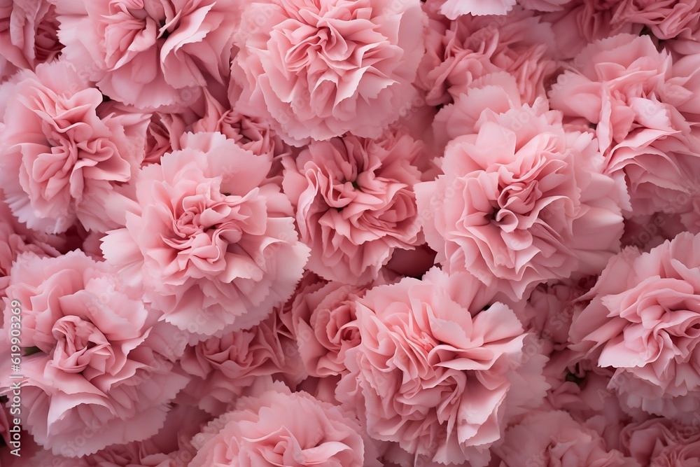 Carnations as background. Generative AI.