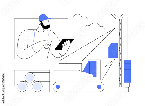 Pile driving abstract concept vector illustration.