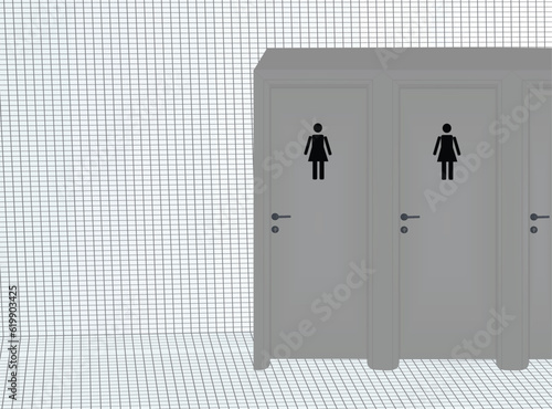 Female toilette inside. vector illustration