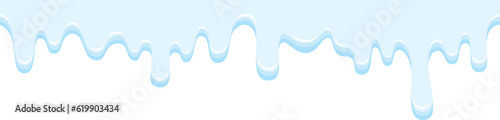 Sweet white ice cream or donut dripping glaze. Isolated seamless melting glaze. Vector illustration	
