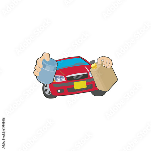 Vector illustration of car filling oil.